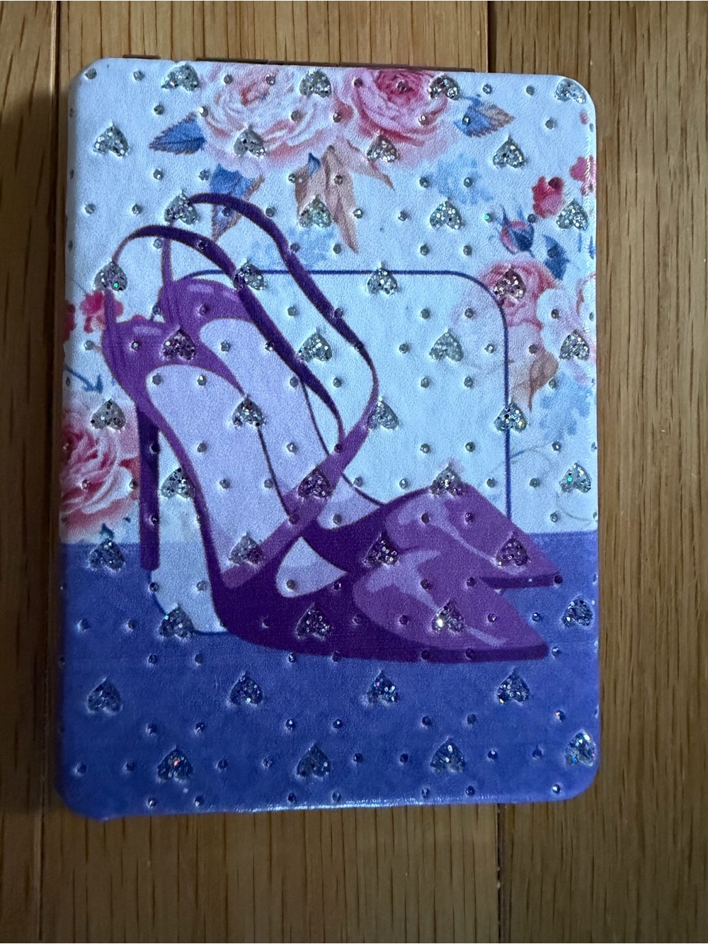 Compact Blingy Duo Sided Purple High Heel Shoe Mirror NWOT
